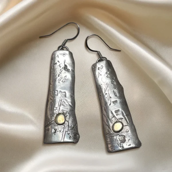 Sterling Silver Drop Earrings With 18K Gold