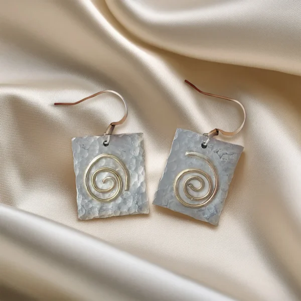 Sterling Silver Earrings With 18K Gold Spirals